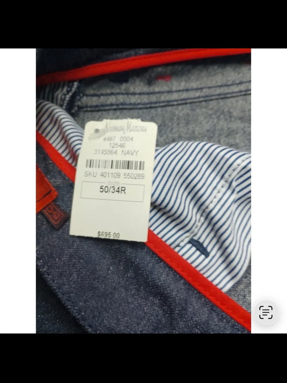 Isaia Slim Straight Jeans in Charcoal Gray with Red Leather Patch